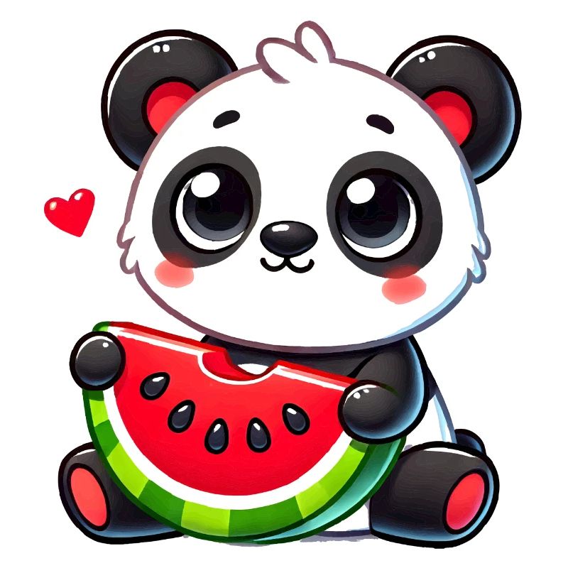 L’adorable panda déguste un morceau de pastèque