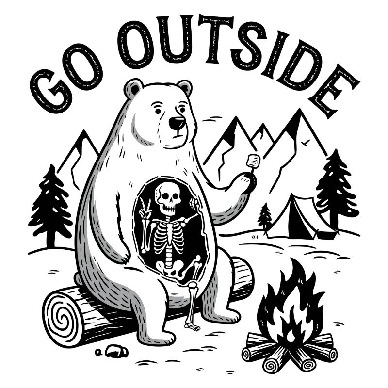 Bear Skeleton Campfire Graphic