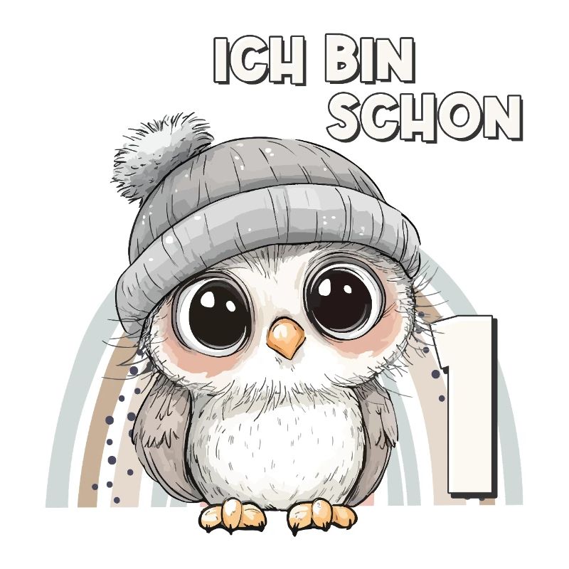 1. Geburtstag Eule Regenbogen Süß Niedlich