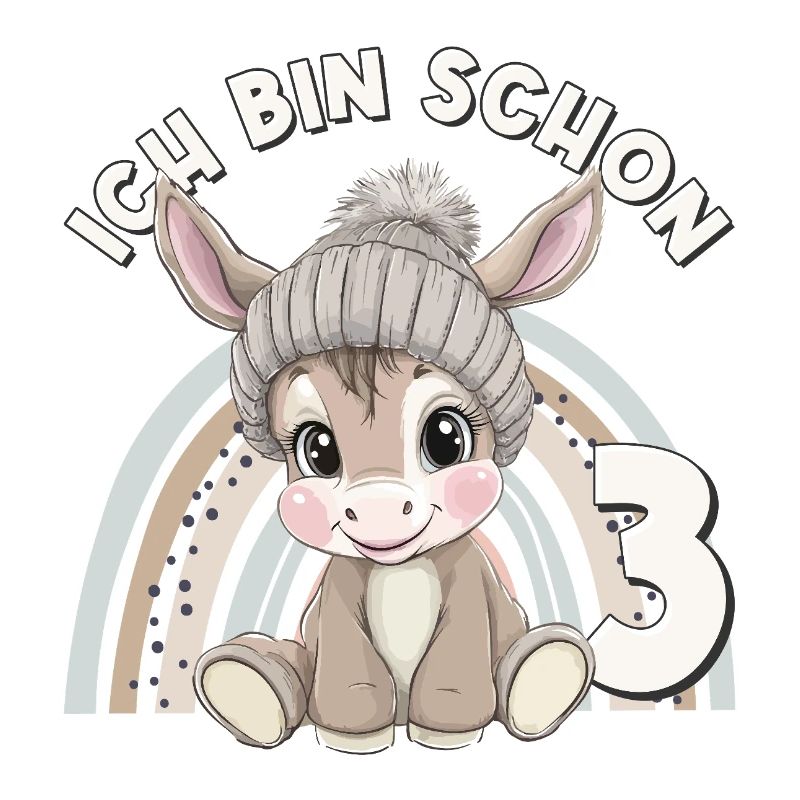 3. Geburtstag Esel Regenbogen Süß Niedlich