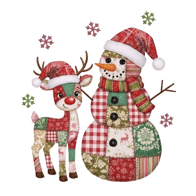 Patchwork Snowman and Reindeer