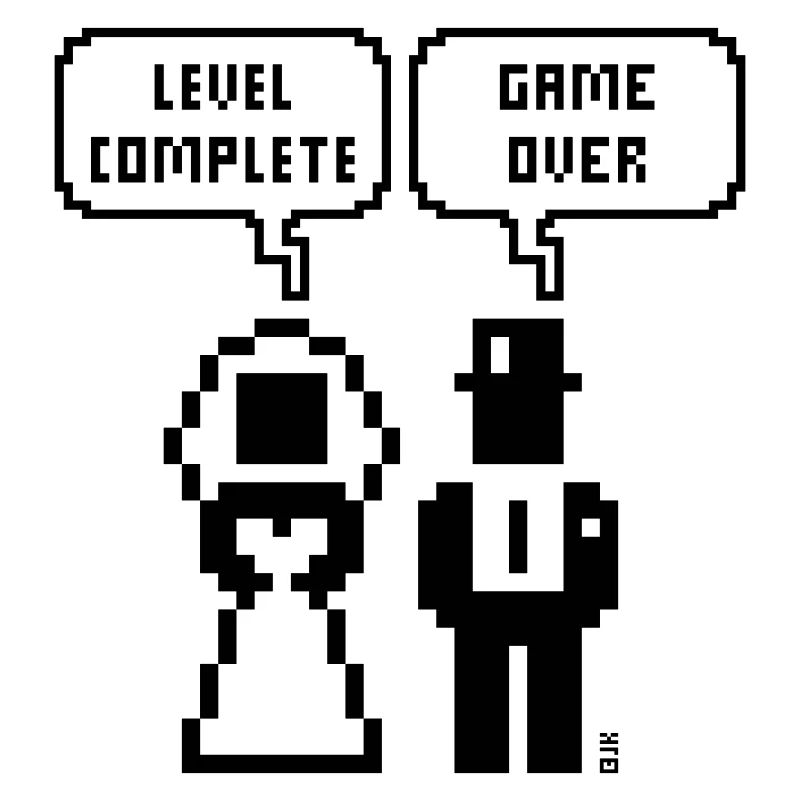 Level Complete – Game Over (JGA / Pixel / Bold B)