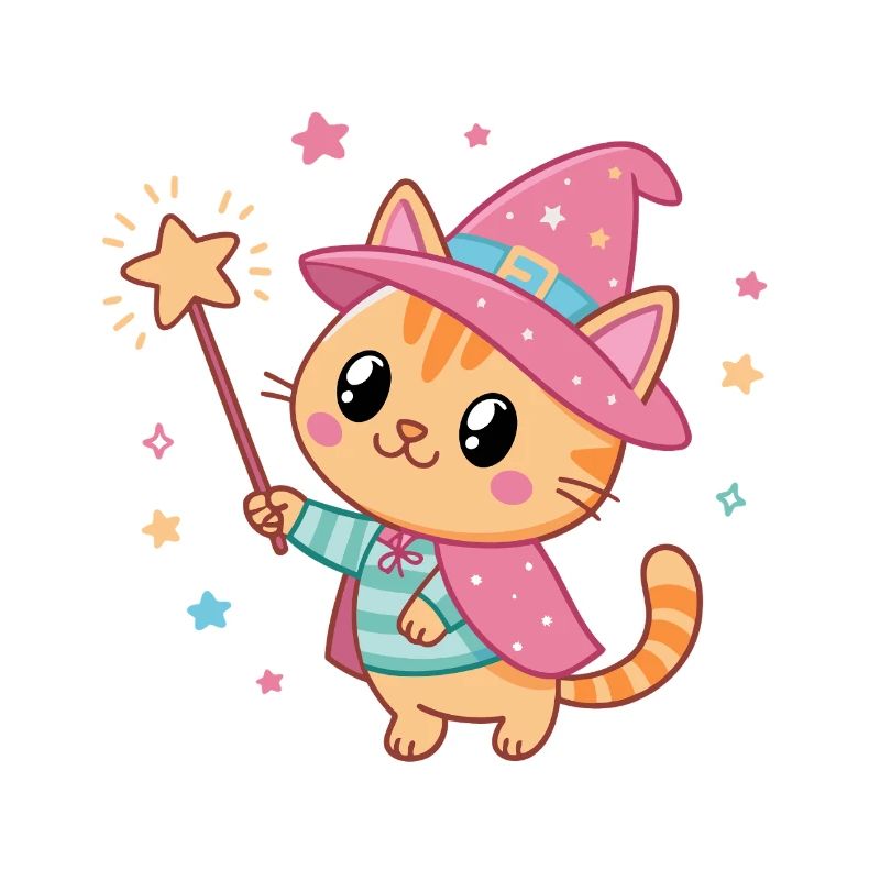 Chat Sorcier Étoilé Magicien