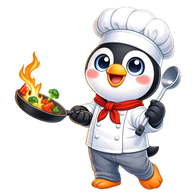 Cuisine animée de dessins animés Chef pingouin mignon