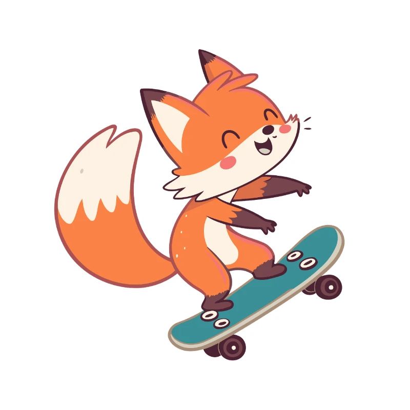 Fox skateboarder on skateboard