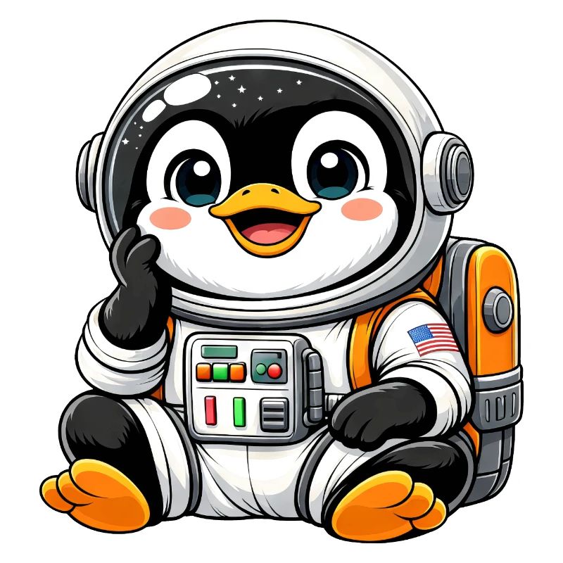 Cute Penguin Astronaut Space Explorer Cartoon
