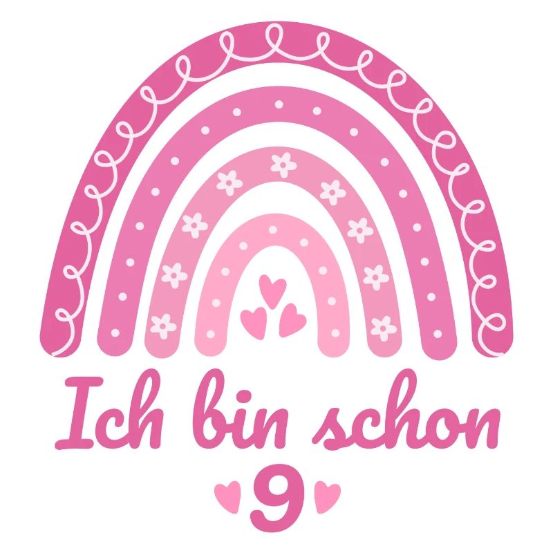 9. Geburtstag Mädchen Regenbogen Ich bin schon 9