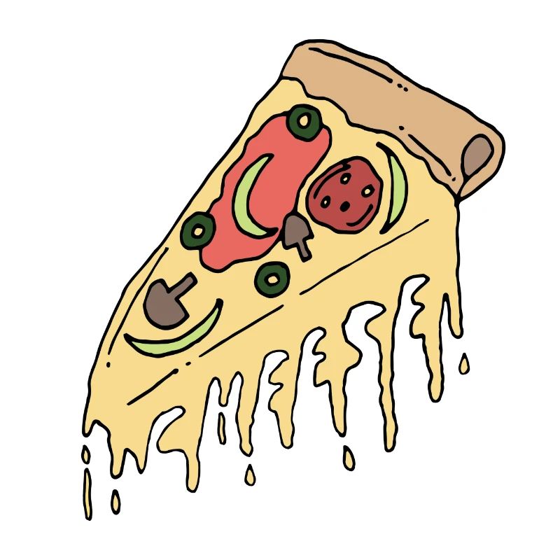 Pizza piece with melted cheese