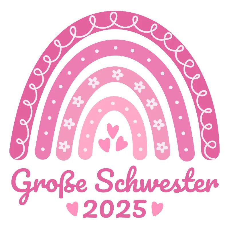 Boho Regenbogen rosa Große Schwester 2025