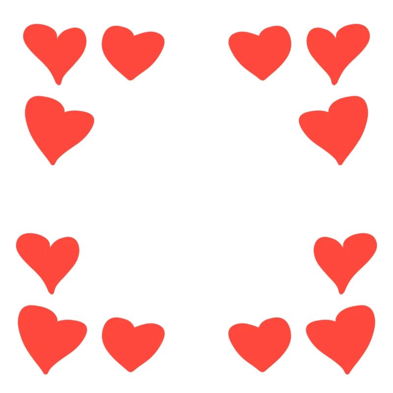 Hearts Pattern Frame Square Heart Red
