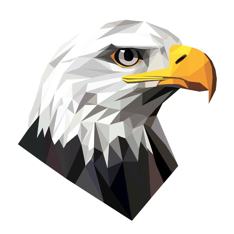 Conception du logo Low Poly de la tête d’aigle