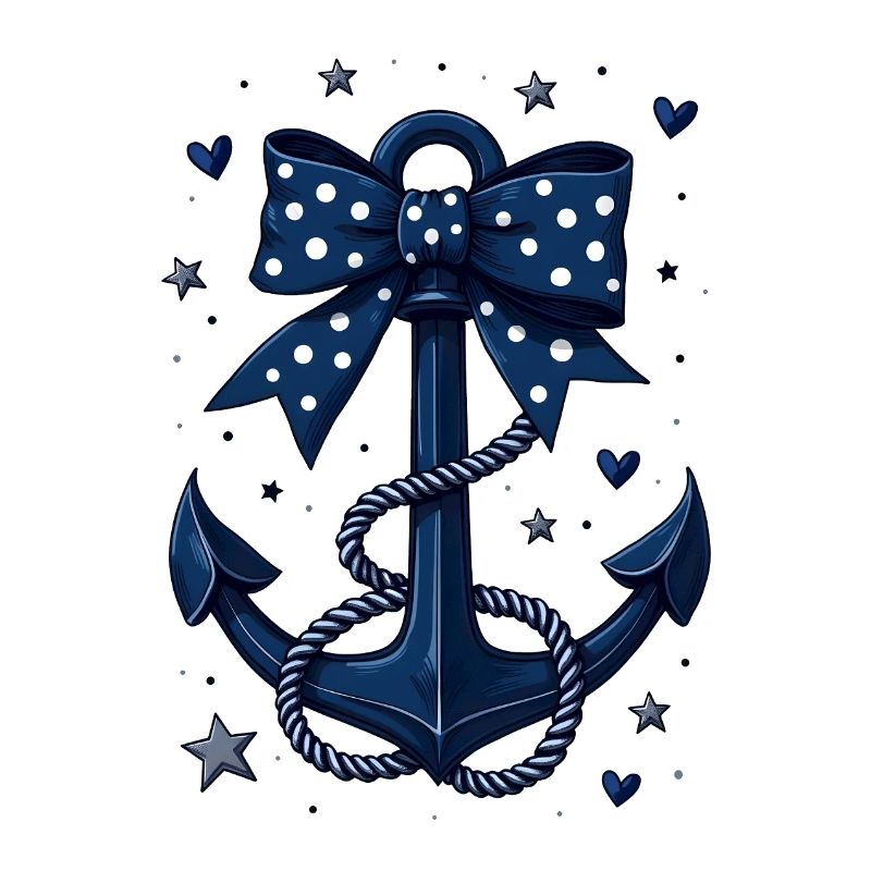 Blue anchor with dotted bow