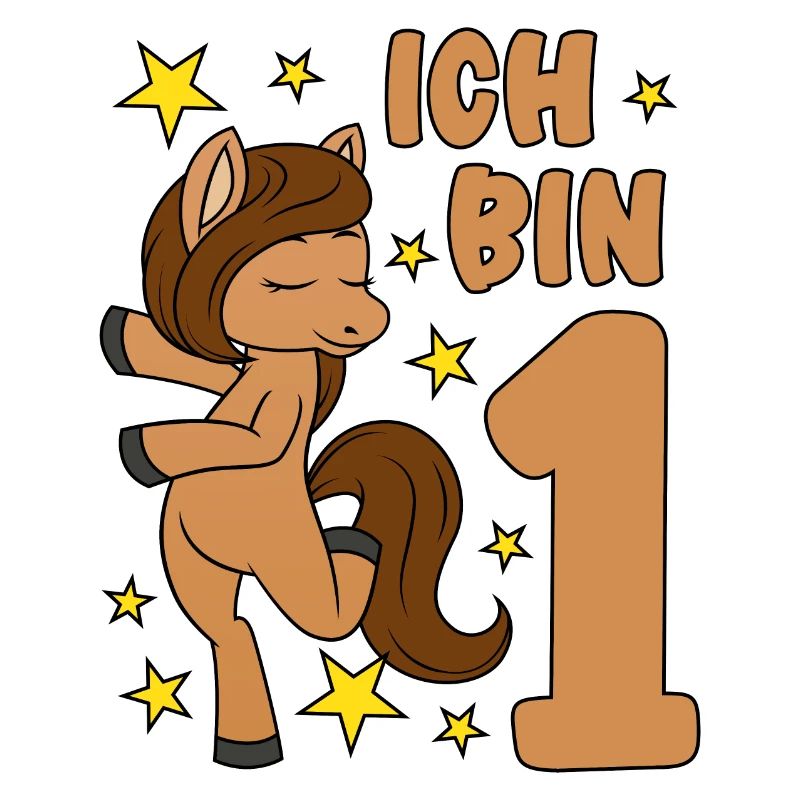 1. Geburtstag Mädchen süßes Pferd Ich bin 1