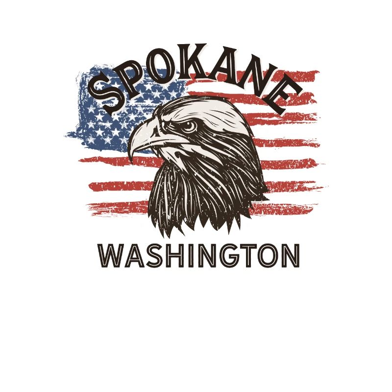 Drapeau des États-Unis Eagle Washington Vintage Spokane