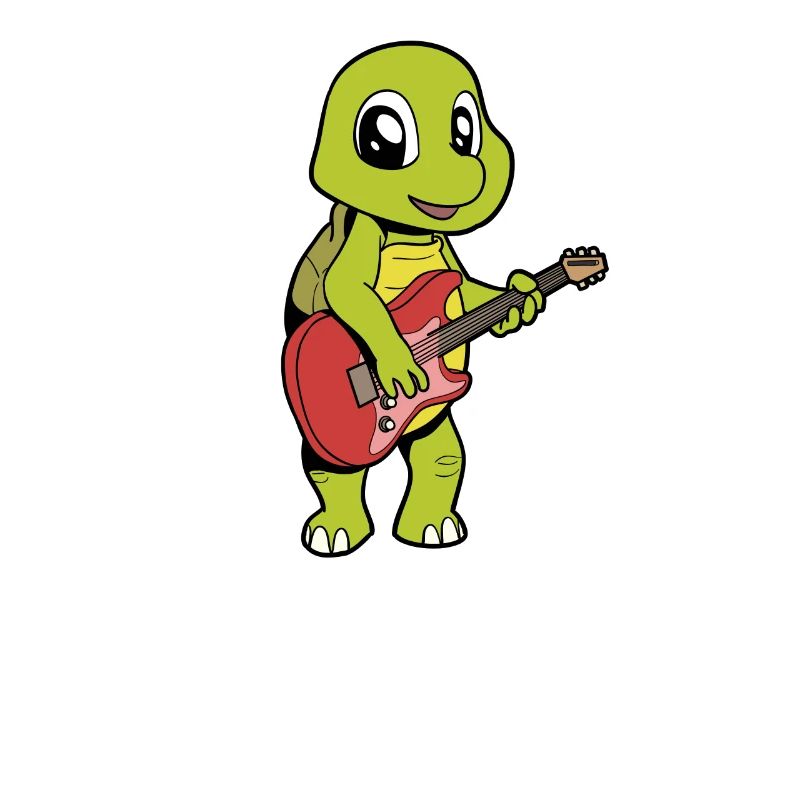 Comic Turtle Plays Electric Guitar