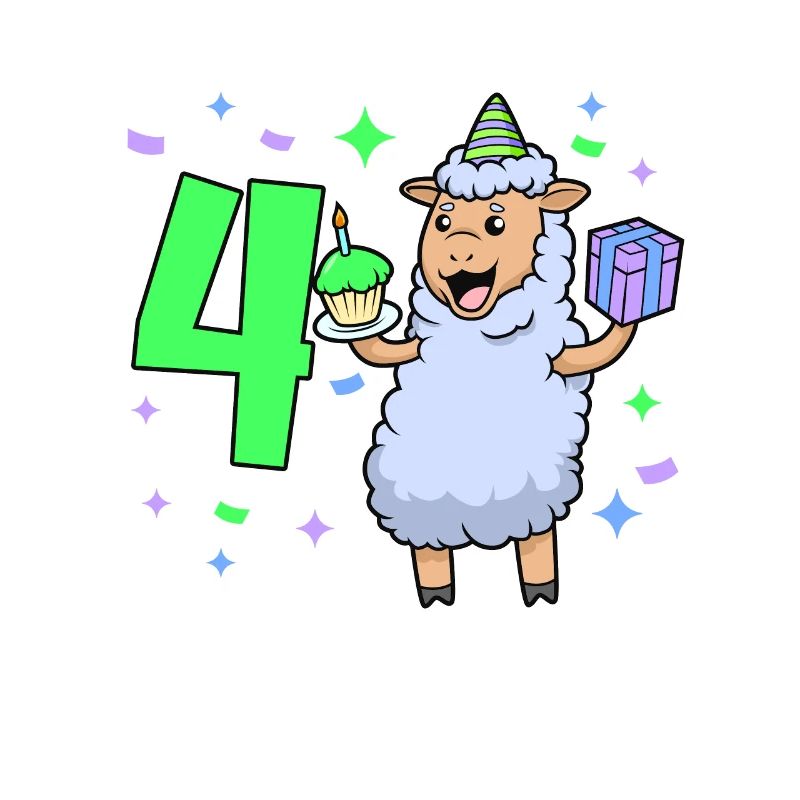 Mit Schaf - Mädchen Geburtstag 4 Jahre