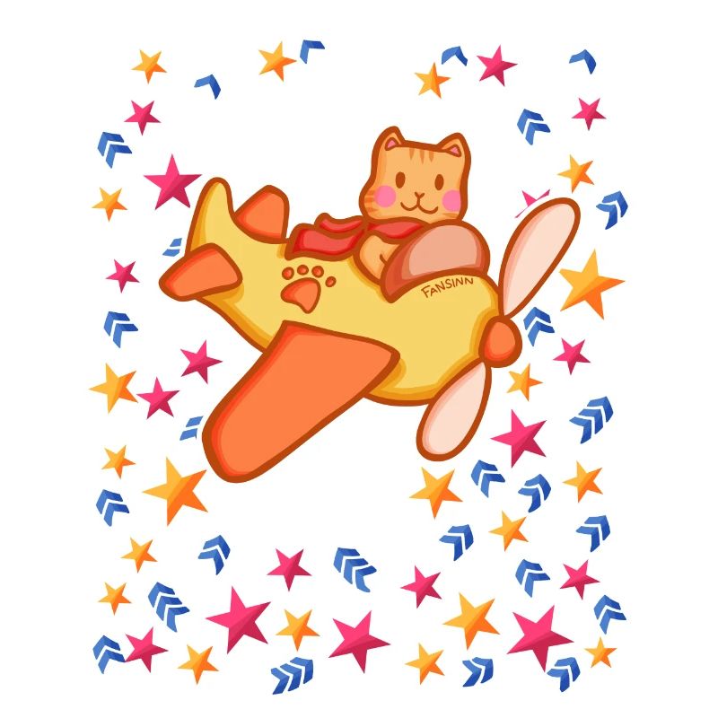 Cat pilot in the starry sky