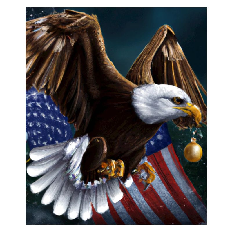 Aigle à queue blanche de Noël américain avec drapeau américain