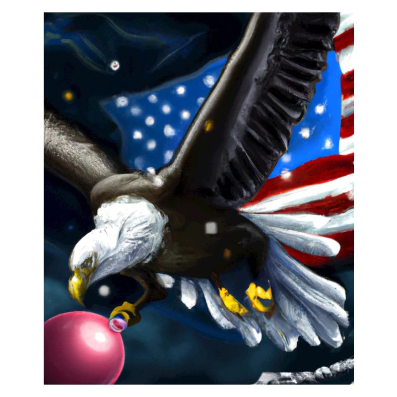 American Christmas White-tailed Eagle with US Flag