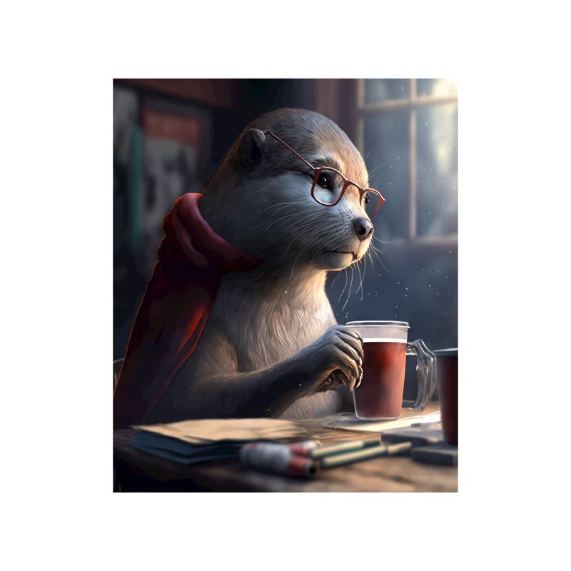 Otter Lovers Nerd Otter Drinking Coffee