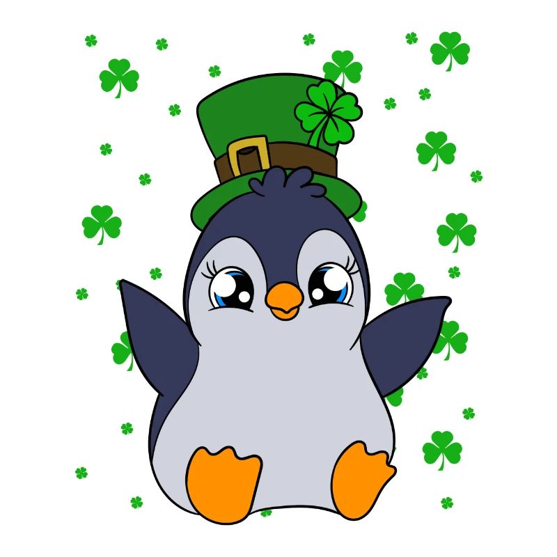 Cute Penguin Shamrocks Saint Patrick's Day Penguin