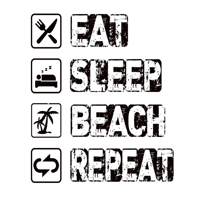 Manger dormir sur la plage répéter