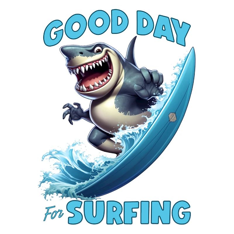 Drôle de requin avec une planche de surf - surfeur
