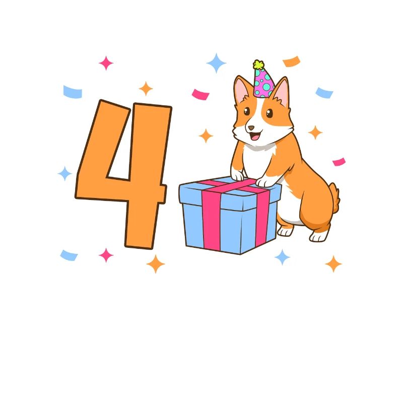 Mit Corgi - Mädchen Geburtstag 4 Jahre