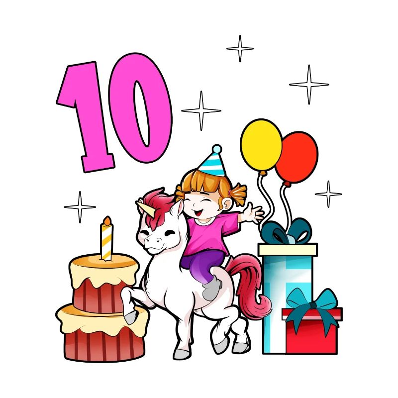 Mit Einhorn - Mädchen Geburtstag 10 Jahre