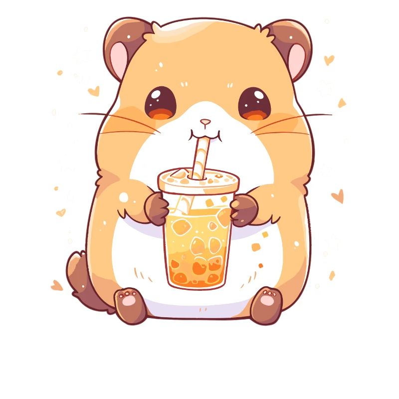 Kawaii Hamster Drinks Boba Bubble Tea Chibi