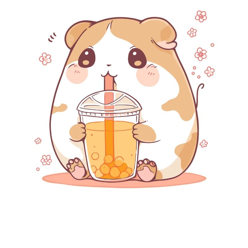 Kawaii Hamster Drinks Boba Bubble Tea Chibi