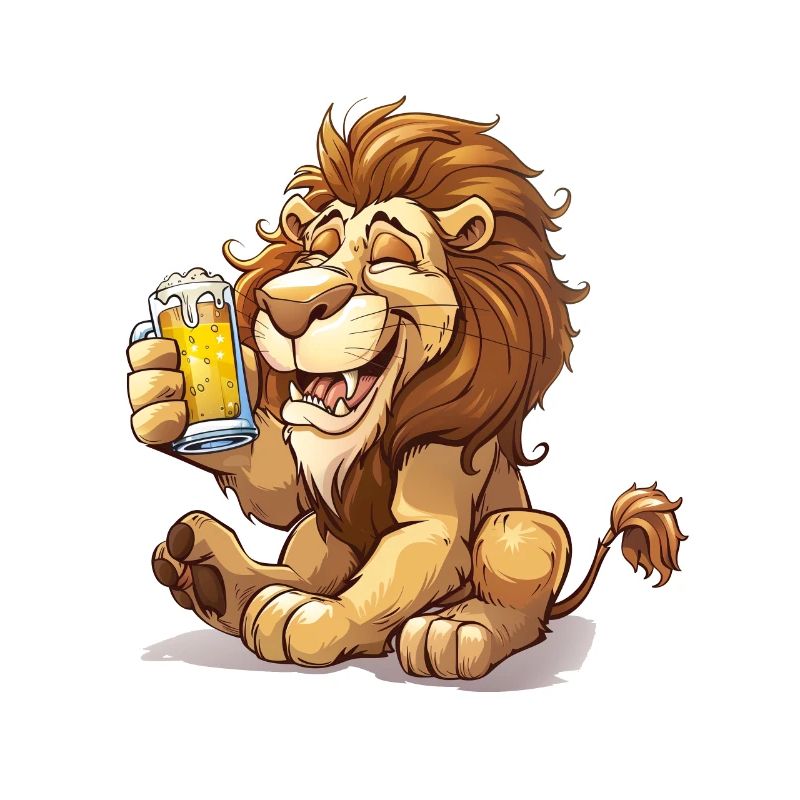 Cute Lion Drinking Beer 2