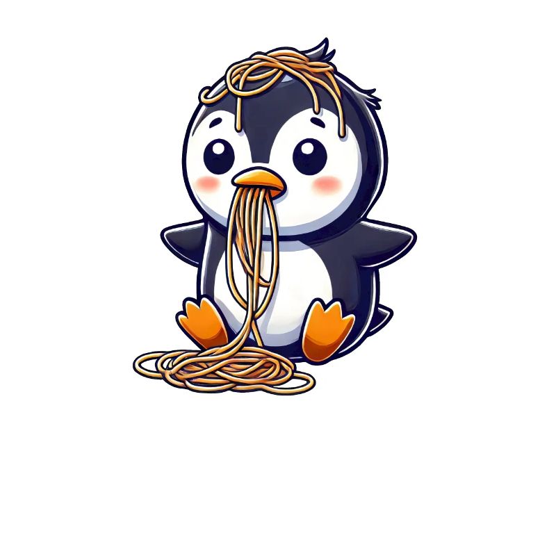 Mignon pingouin spaghetti dessin animé déversement