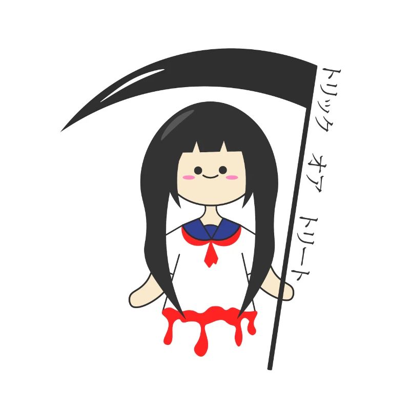 Streich oder Süßigkeiten Sensemann-Schulmädchen