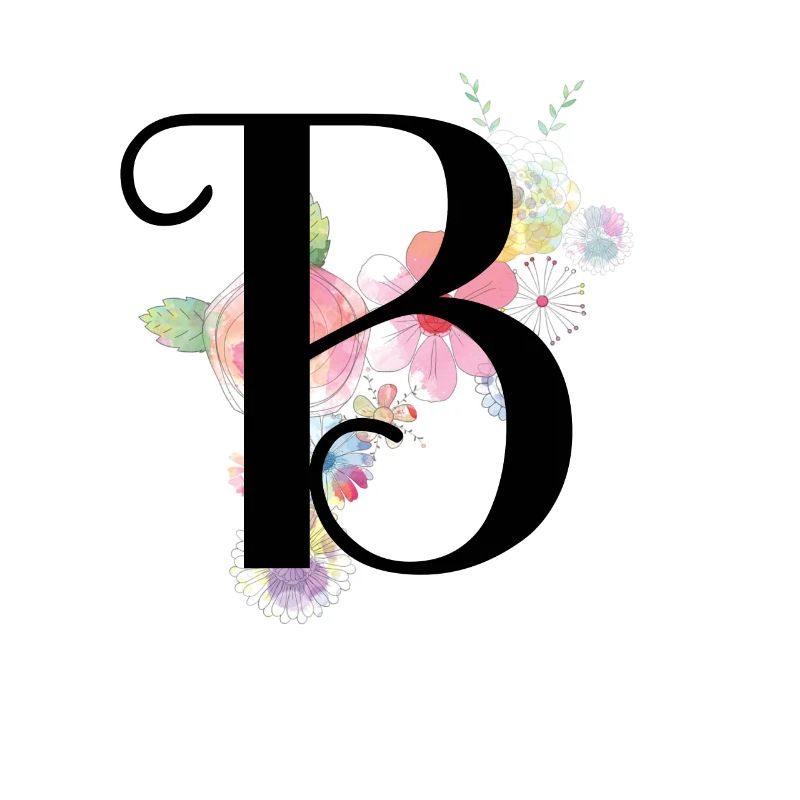 Monogramm Buchstabe B mit Pastellblüten