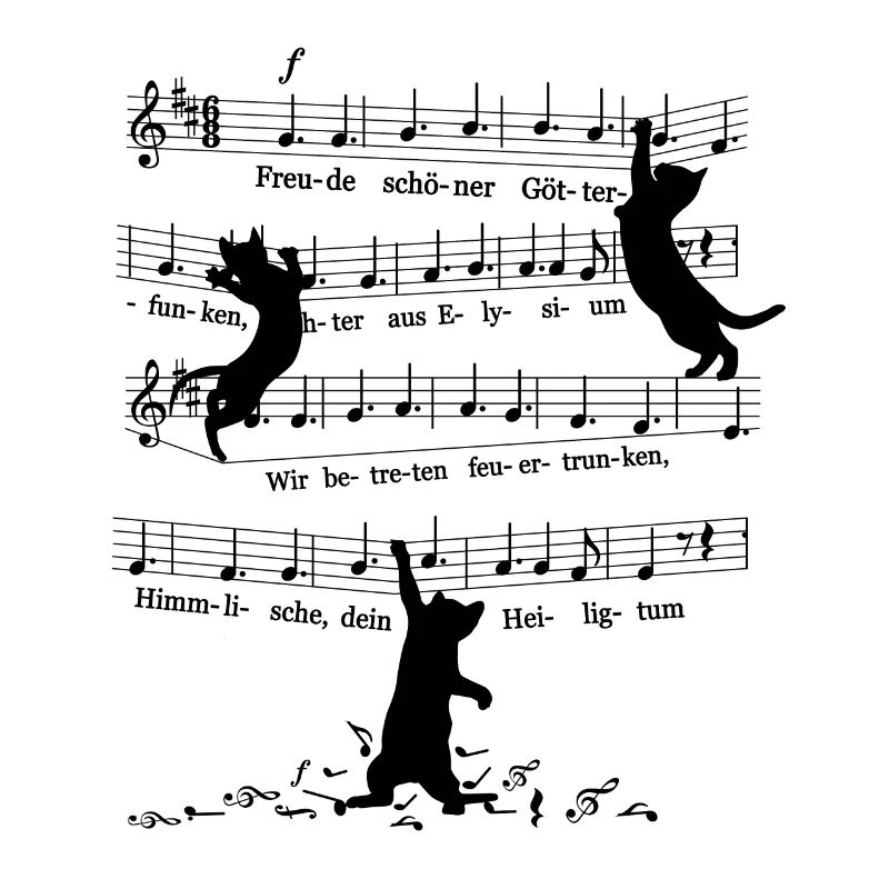 Cheeky Kitten Cats Beethoven 9th Symphony Notes