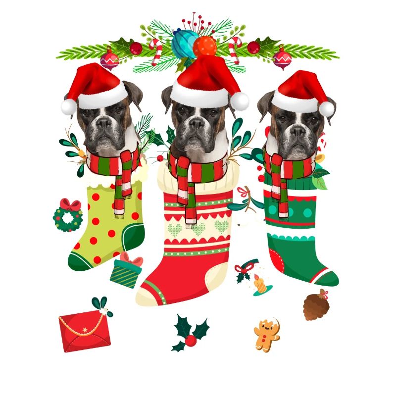 Pull de Noël moche Boxer Dog Edition