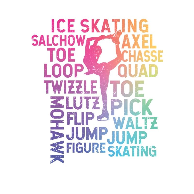 Ice Skating Theme Rainbow Typography Funny