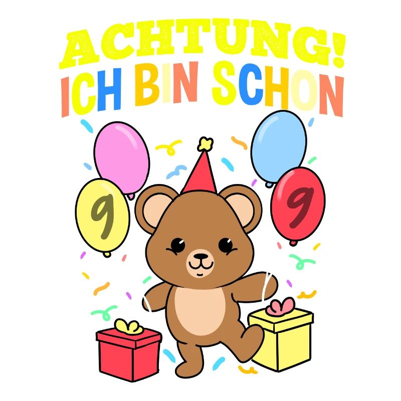 Achtung Ich Bin Schon 9 Geburtstag Teddybär