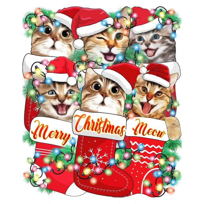 Miaou de Noël, drôle de chats mignons Conception de Noël
