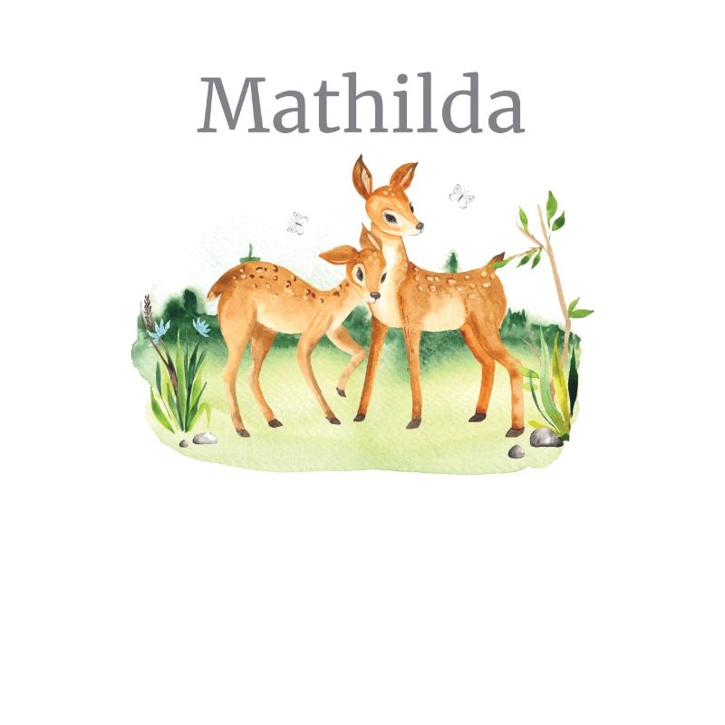 Forêt Animal Cerf Fleurs Nom Mathilde