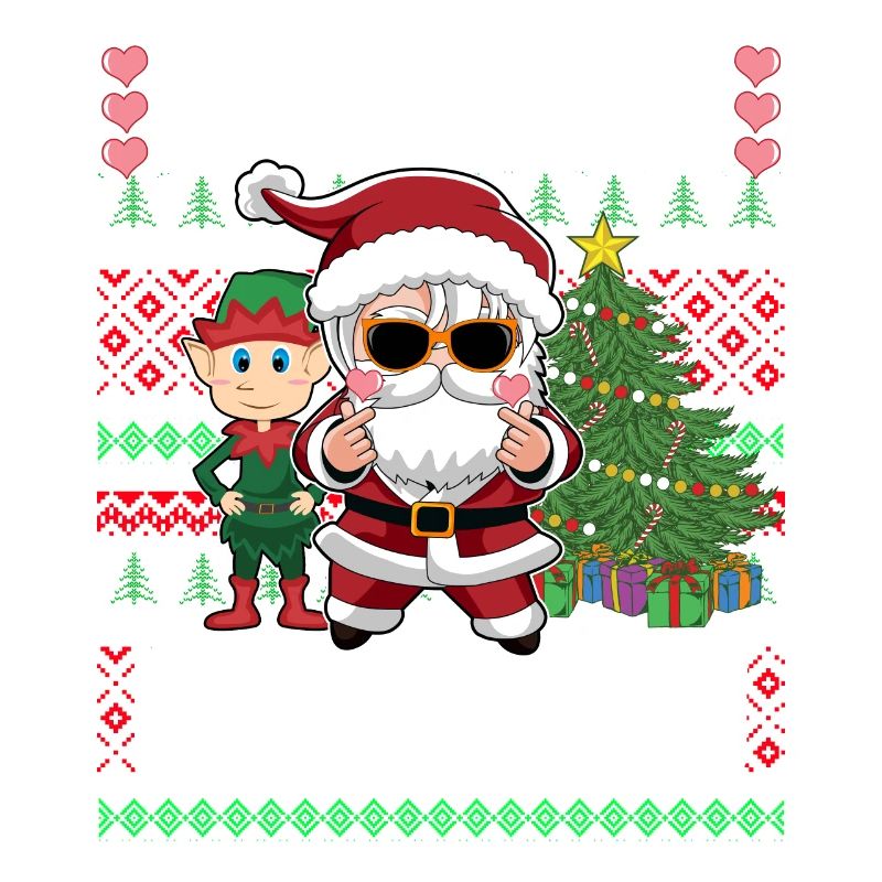 Weihnachtsmann und Elf K-Pop Weihnachten hässlicher Pullover