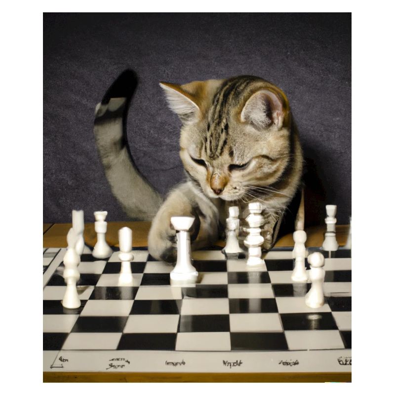 Le chat joue aux échecs