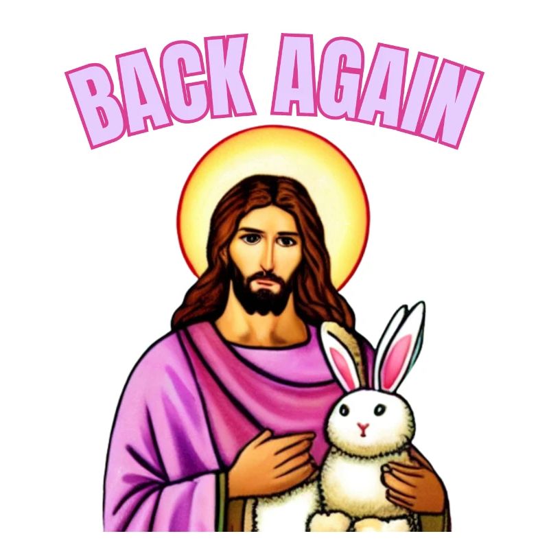easter bunny with easter egg and jesus