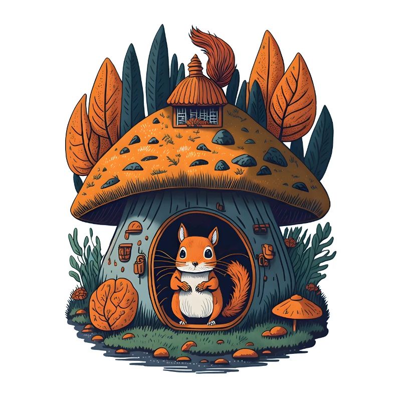 Pilz-Cottage-Eichhörnchen