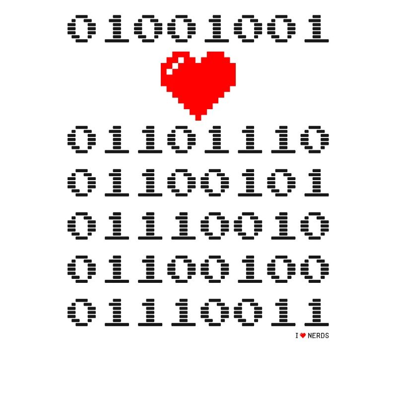 I Love Nerds tshirt - I Heart Nerds in Binary