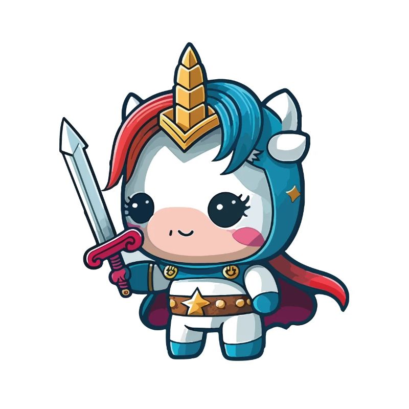 Guerrier licorne mignon avec épée