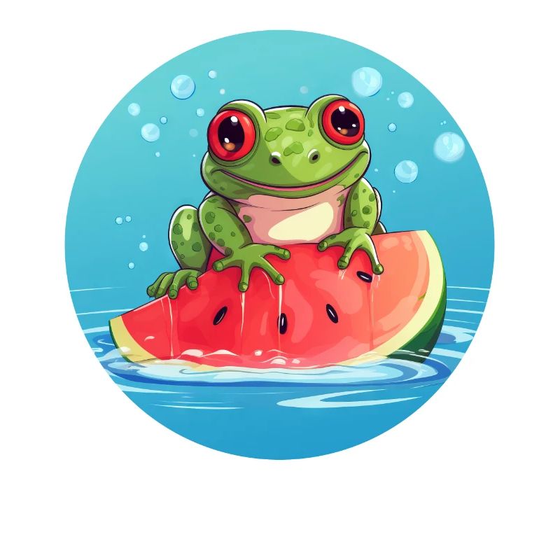 Grenouille sur pastèque dans la mer