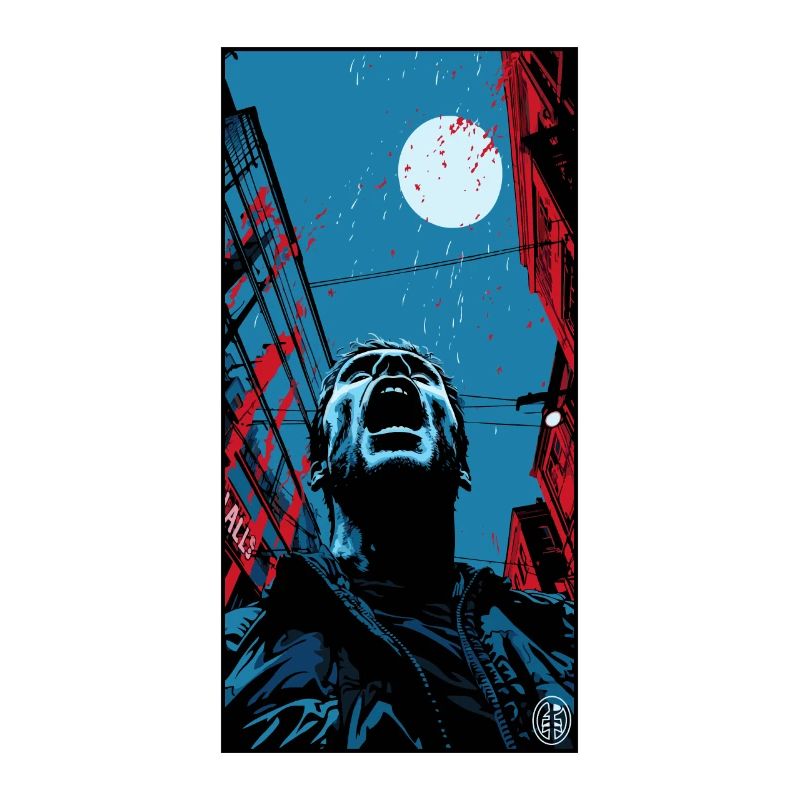 Ein junger Mann schreit im Horror der dunklen Stad