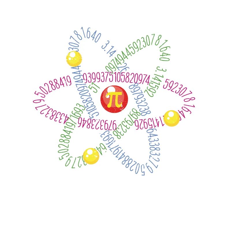 Math Lover, Pi Tag, Atom Symbol, Numbers 3.14